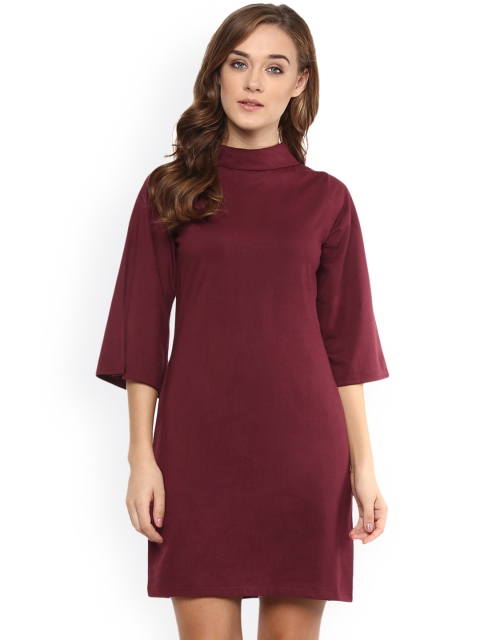 

Miss Chase Women Maroon Solid A-Line Dress