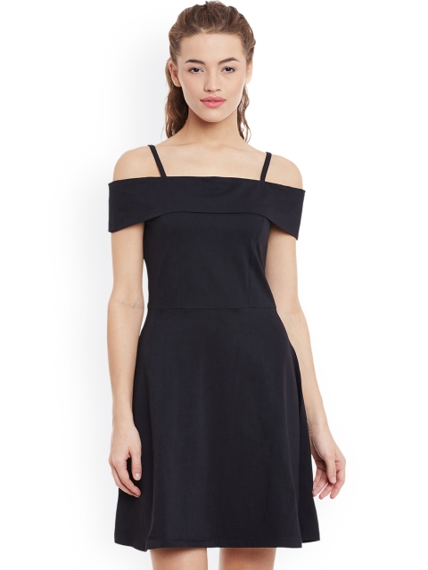

Miss Chase Women Black Solid Fit & Flare Dress