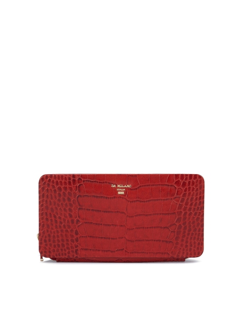 

Da Milano Women Red Textured Leather Zip Around Wallet