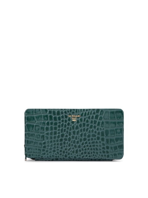 

Da Milano Women Green Textured Leather Zip Around Wallet