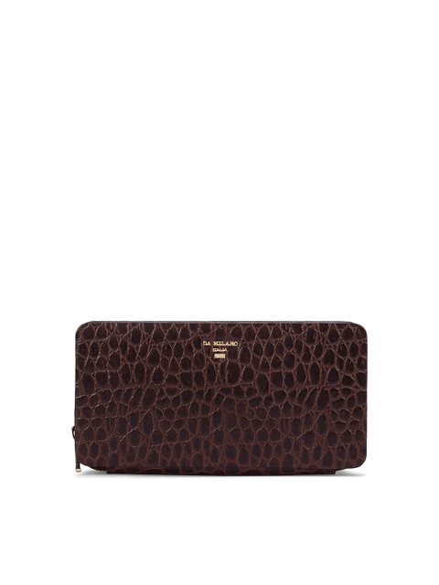 

Da Milano Women Brown Animal Textured Leather Zip Around Wallet