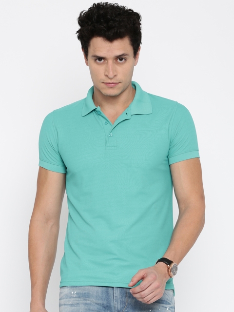 

American Crew Men Blue Solid Polo T-shirt