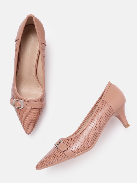 

Allen Solly Women Peach-Coloured Snakeskin Textured Pumps with Buckles