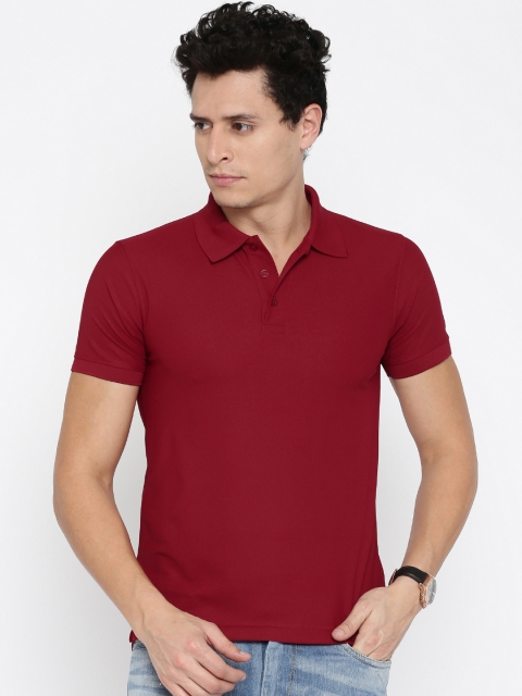 

American Crew Men Maroon Solid Polo T-shirt