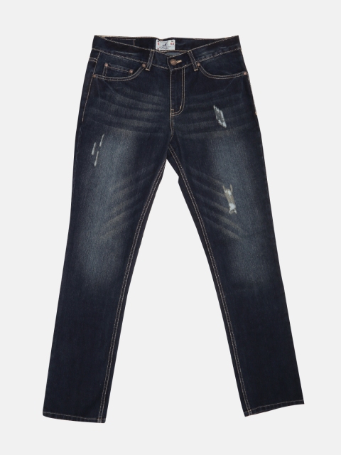 

American Crew Men Blue Regular Fit Mid-Rise Mildly Distressed Jeans