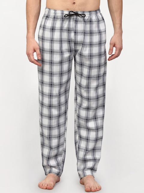 

JAINISH Men White & Black Checked Pure Cotton Lounge Pants