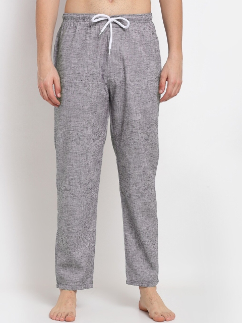 

JAINISH Men Grey Solid Pure Cotton Lounge Pants