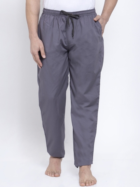 

JAINISH Men Grey Solid Pure Cotton Lounge Pants