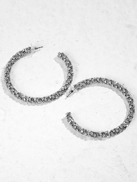

Kazo Silver-Toned Contemporary Hoop Earrings