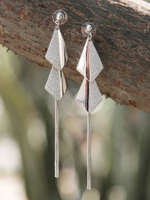 

Kazo Silver-Toned Contemporary Drop Earrings