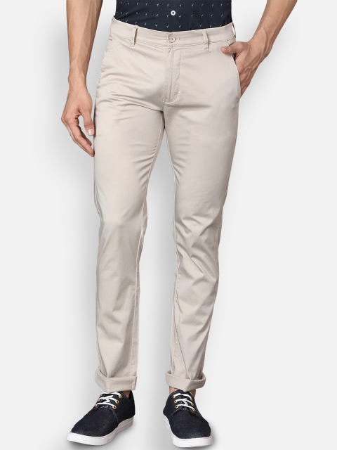 

Callino London Men Cream-Coloured Original Slim Fit Easy Wash Chinos Trousers