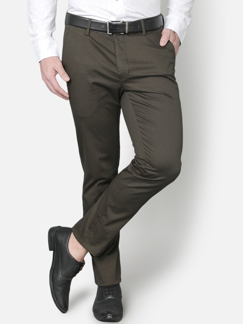 

Callino London Men Olive Green Smart Easy Wash Cotton Trousers