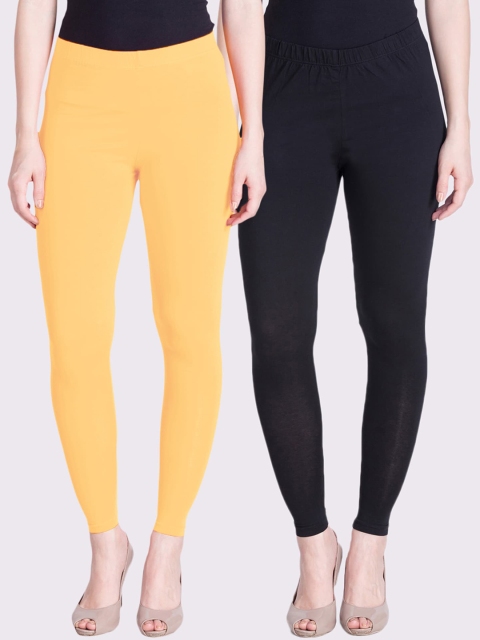 

LYRA Women Pack Of 2 Solid Ankle-Length Leggings, Yellow