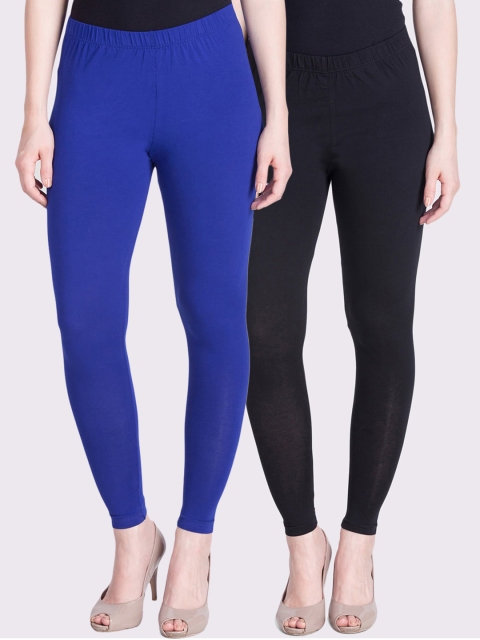 

LYRA Women Pack Of 2 Solid Ankle Length Leggings, Blue
