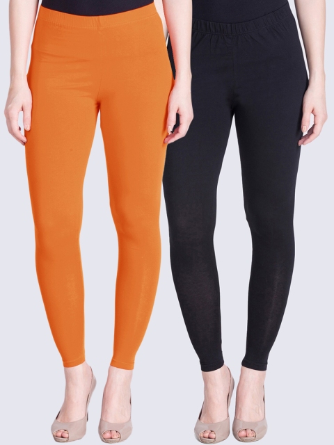 

LYRA Women Pack Of 2 Solid Ankle Length Leggings, Yellow
