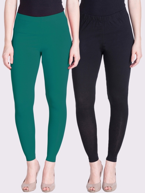 

LYRA Women Pack Of 2 Ankle-Length Leggings, Teal