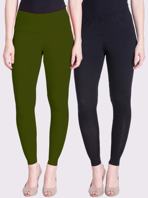 

LYRA Women Pack Of 2 Ankle Length Leggings, Olive