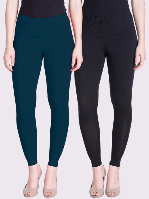 

LYRA Women Pack Of 2 Solid Ankle-Length Leggings, Blue