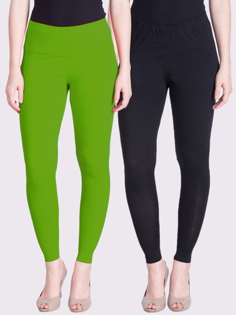

LYRA Women Pack Of 2 Ankle-Length Leggings, Lime green