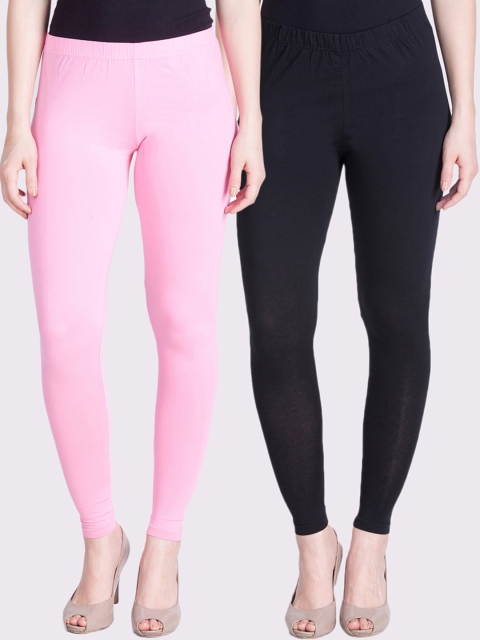 

LYRA Women Pink & Black Pack Of 2 Solid Ankle-Length Leggings