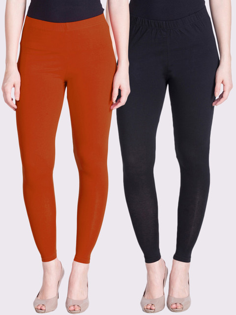 

LYRA Women Pack Of 2 Brown & Black Solid Ankle-Length Leggings