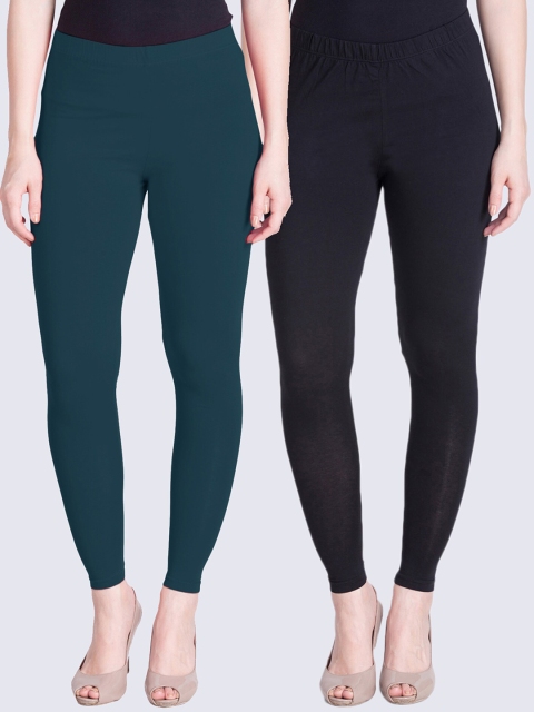 

LYRA Women Pack Of 2 Ankle-Length Leggings, Teal