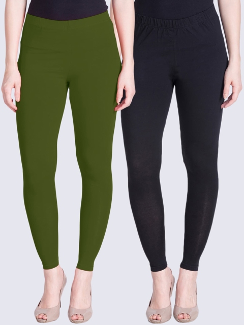 

LYRA Women Pack Of 2 Ankle-Length Leggings, Olive