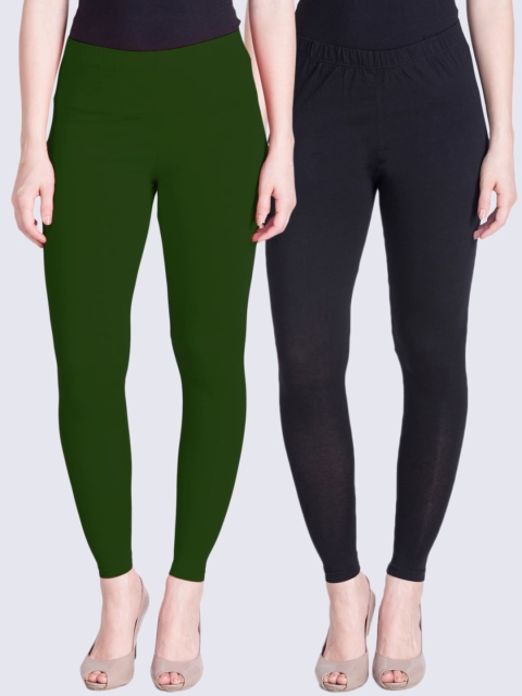 

LYRA Women Pack Of 2 Ankle-Length Leggings, Green