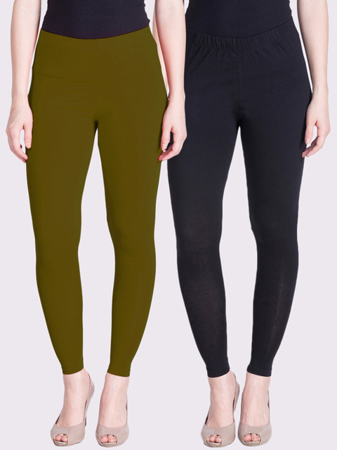 

LYRA Women Pack Of 2 Ankle-Length Leggings, Olive