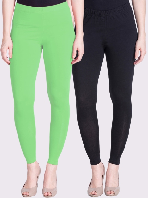 

LYRA Women Pack Of 2 Ankle Length Leggings, Green