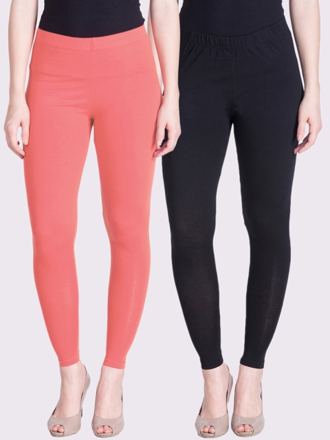 

LYRA Women Pack Of 2 Ankle-Length Leggings, Peach