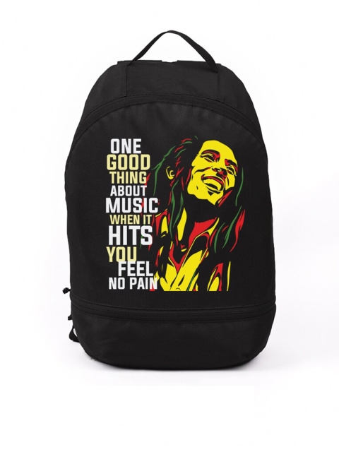 

Bewakoof Adults-Unisex Black & Yellow Typography Small Backpack