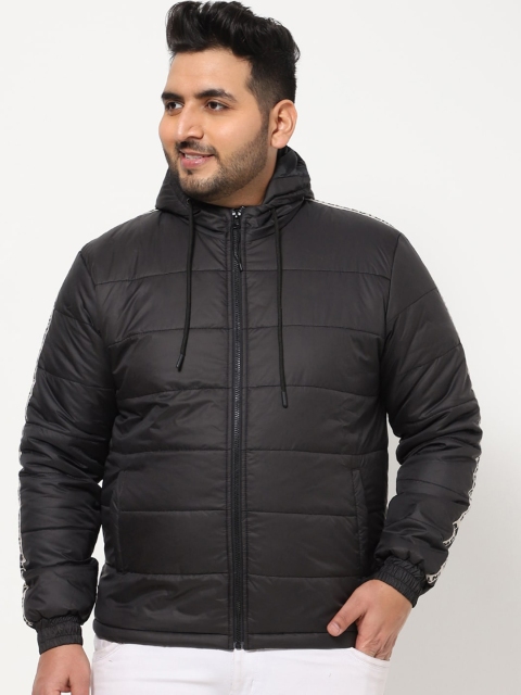 

Bewakoof Plus Men Black Hooded Padded Jacket