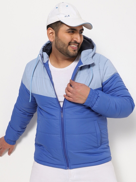 

Bewakoof Plus Men Blue Colourblocked Puffer Jacket