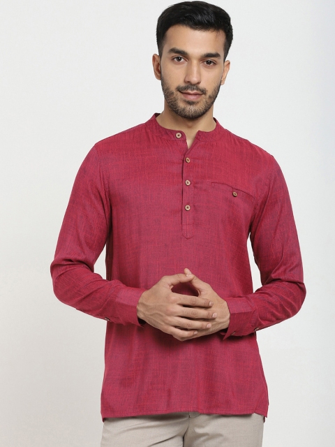 

Bewakoof Men Pink Thread Work Kurta