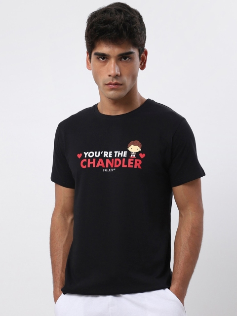 

Bewakoof Men Black & Red Typography Friends Printed Pure Cotton T-shirt