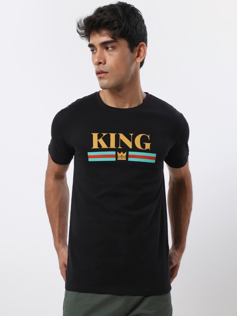 Bewakoof Men Black Typography Printed cotton T-shirt