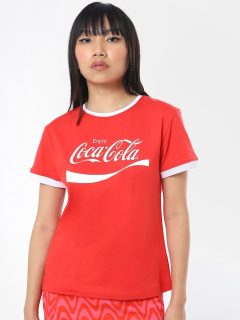 

Bewakoof Women Red Typography Printed Applique T-shirt
