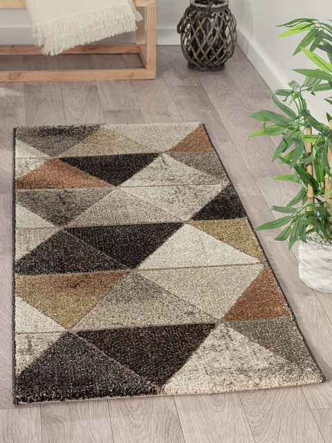 

OBSESSIONS Rust Brown Geometric Floor Runners