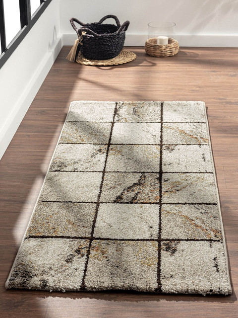 

OBSESSIONS Black & Beige Abstract Floor Runners