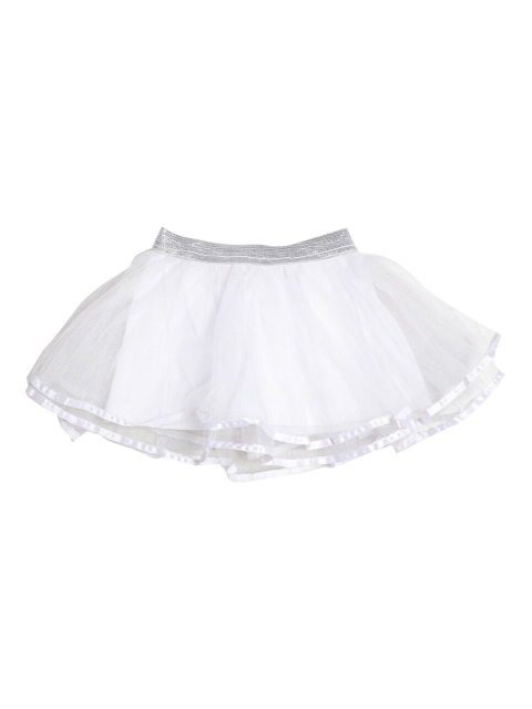 

612 league Girls White Solid Flared Midi Skirts