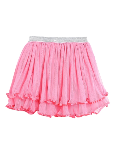 

612 league Girls Pink Flared Tiered Midi Skirt