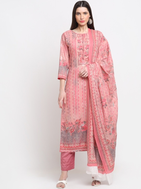 

Stylee LIFESTYLE Pink & Grey Digital Printed Unstitched Dress Material