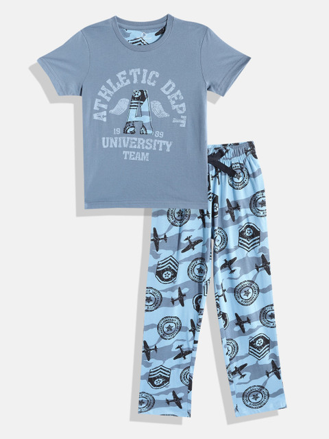 

Sweet Dreams Boys Blue & Black Printed Pyjama Set