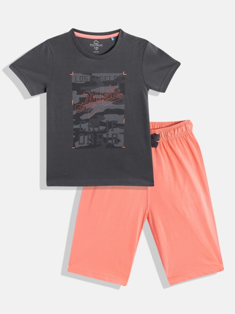 

Sweet Dreams Boys Charcoal Grey & Coral Pink Printed Pyjama Set