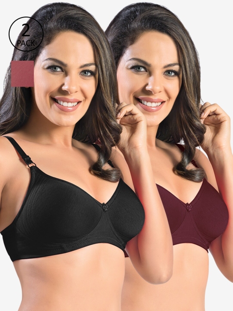 

Sonari Pack of 2 Non-padded Regular Bra, Black