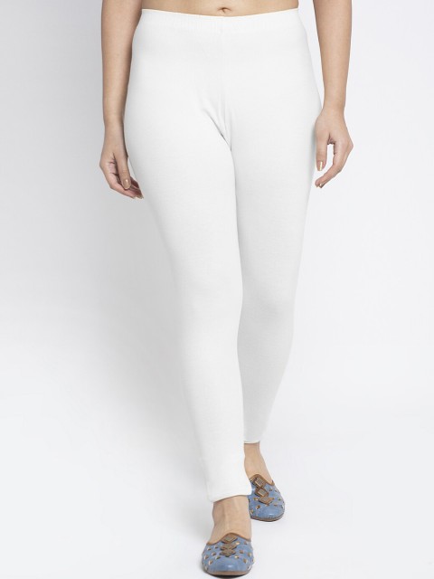 

Jinfo Women White Solid Ankle-Length Leggings