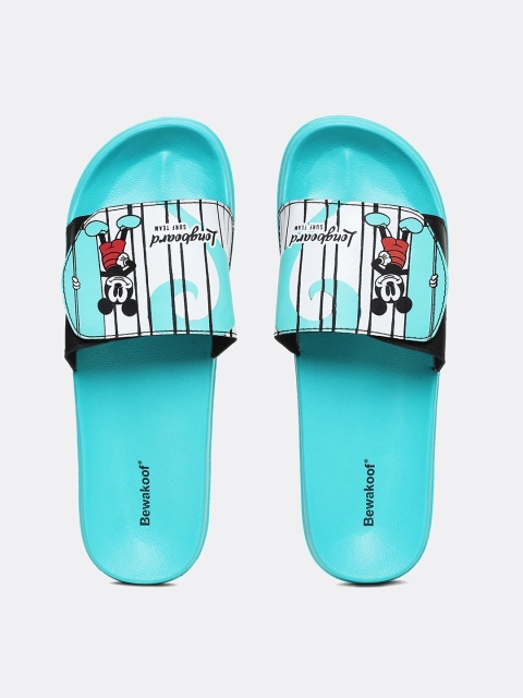 

Bewakoof Men Blue & White Printed Rubber Sliders