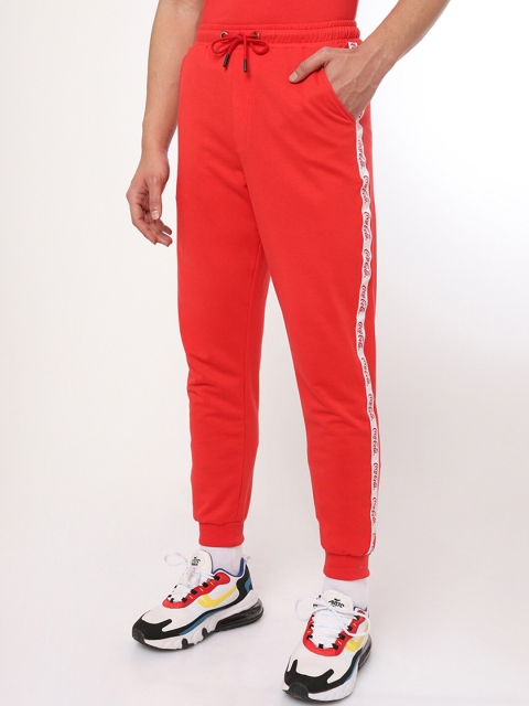

Bewakoof Men Solid Pure Cotton Joggers, Red