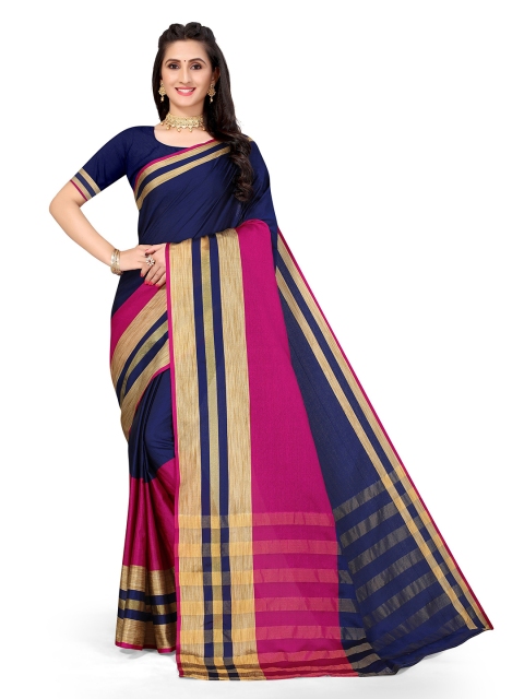 

Viva N Diva Blue & Pink Striped Saree